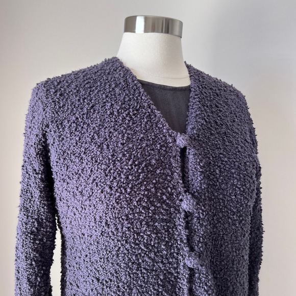 Eileen Fisher Vtg 2 Pc Set Textured Knit‎ Cardigan and Striped Midi Dress Small - Picture 2 of 16